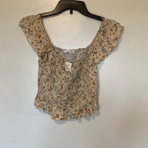 Blue Jasmine sleeveless cinched boho ruffled floral viscose tank top shirt small